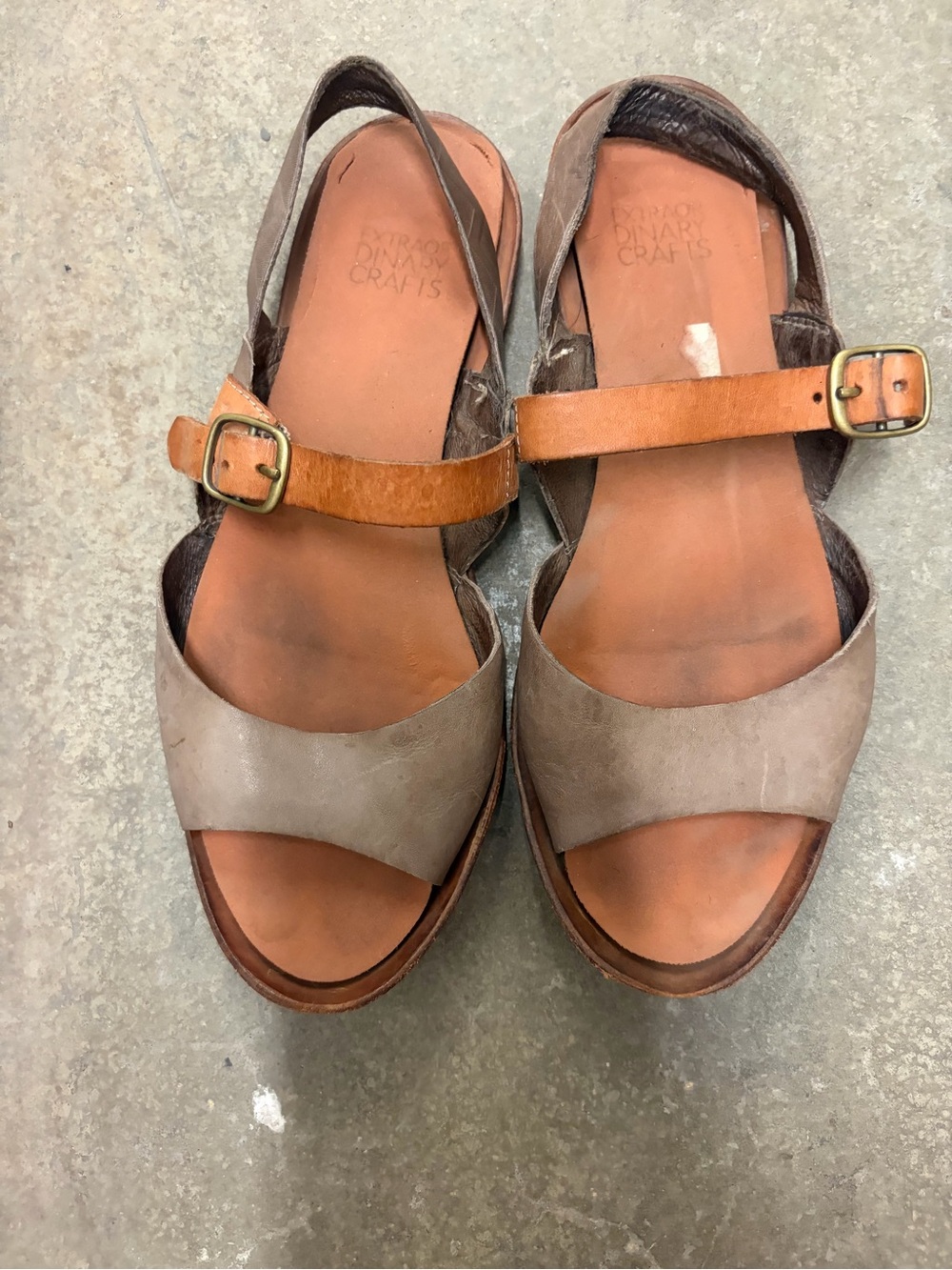 Camper extraordinary crafts Neutral Taupe and Tan Leather‎ Slingback Sandals